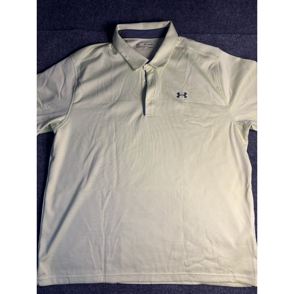 Under Armour Polo Shirt Men's‎ 3XL Pastel Green Golf Performance Loose Heatgear